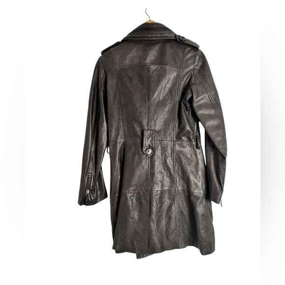 Bod And Christensen brown leather trench coat size XS - Picture 2 of 7